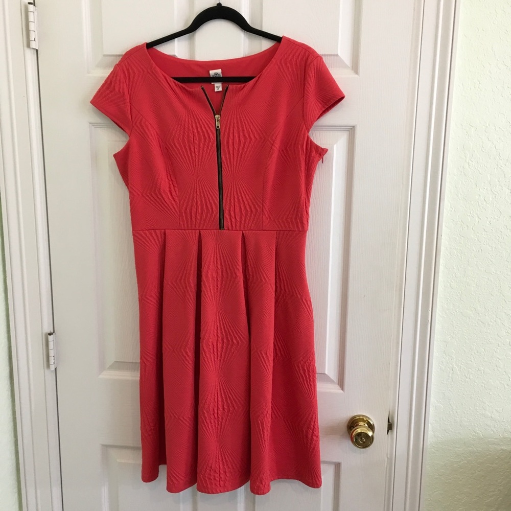 Sangria Size 14 Coral/Orange Fit & Flair Dress - Picture 2 of 5